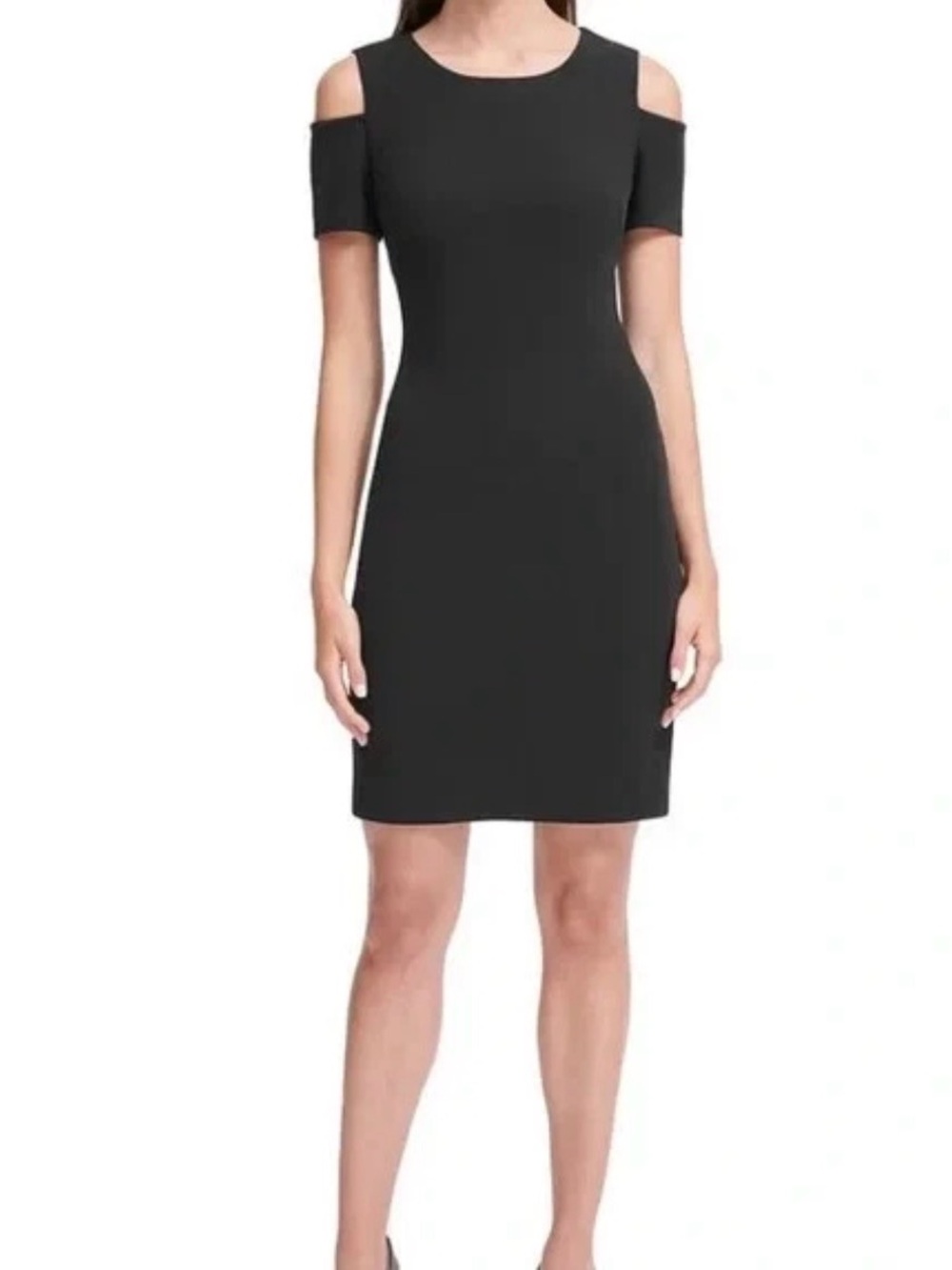 Tommy Hilfiger Sheath Black Dress Cold Shoulder Classic Cocktail Sz 14 NWOT